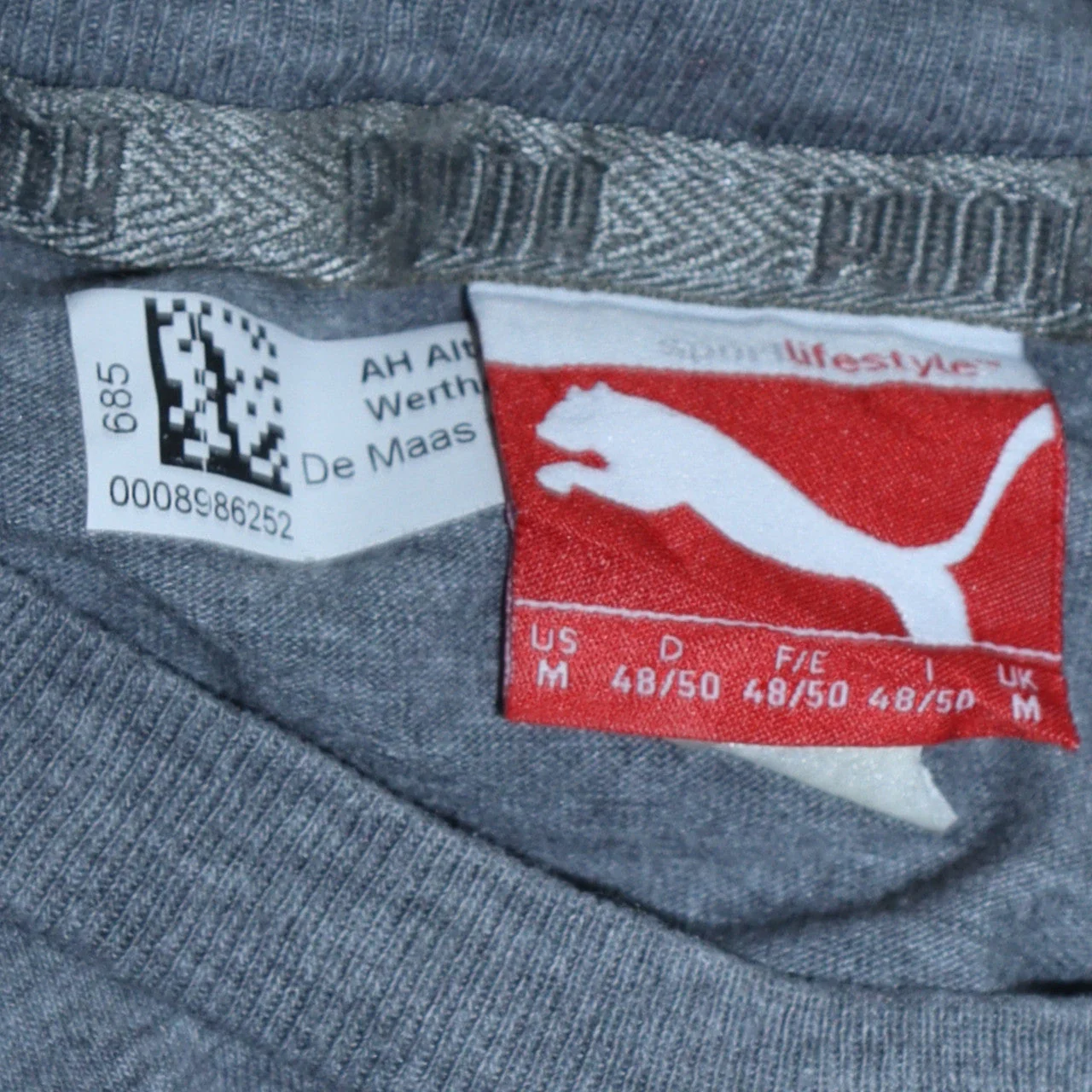 Puma Men Grey Long Sleeve Crew Neck Cotton T-Shirt M - Image 5