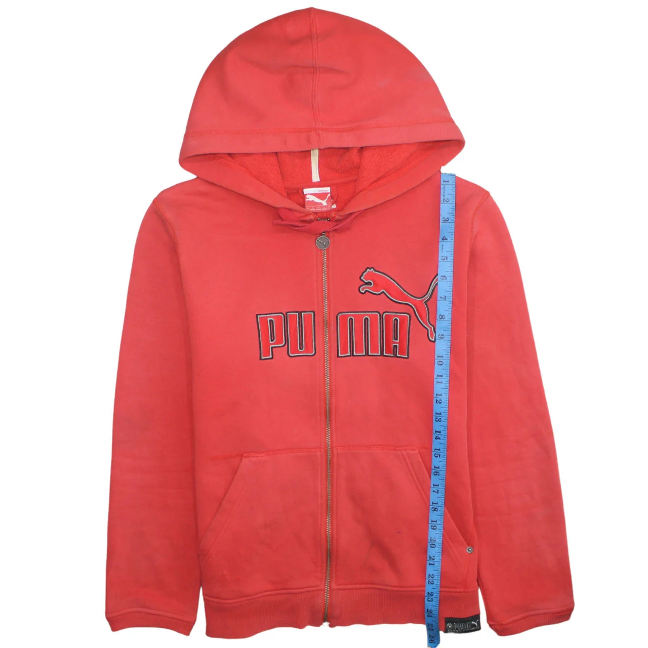 Puma Men Red Full Zip Hoodie S Fleece Regular Sportswear - Image 3
