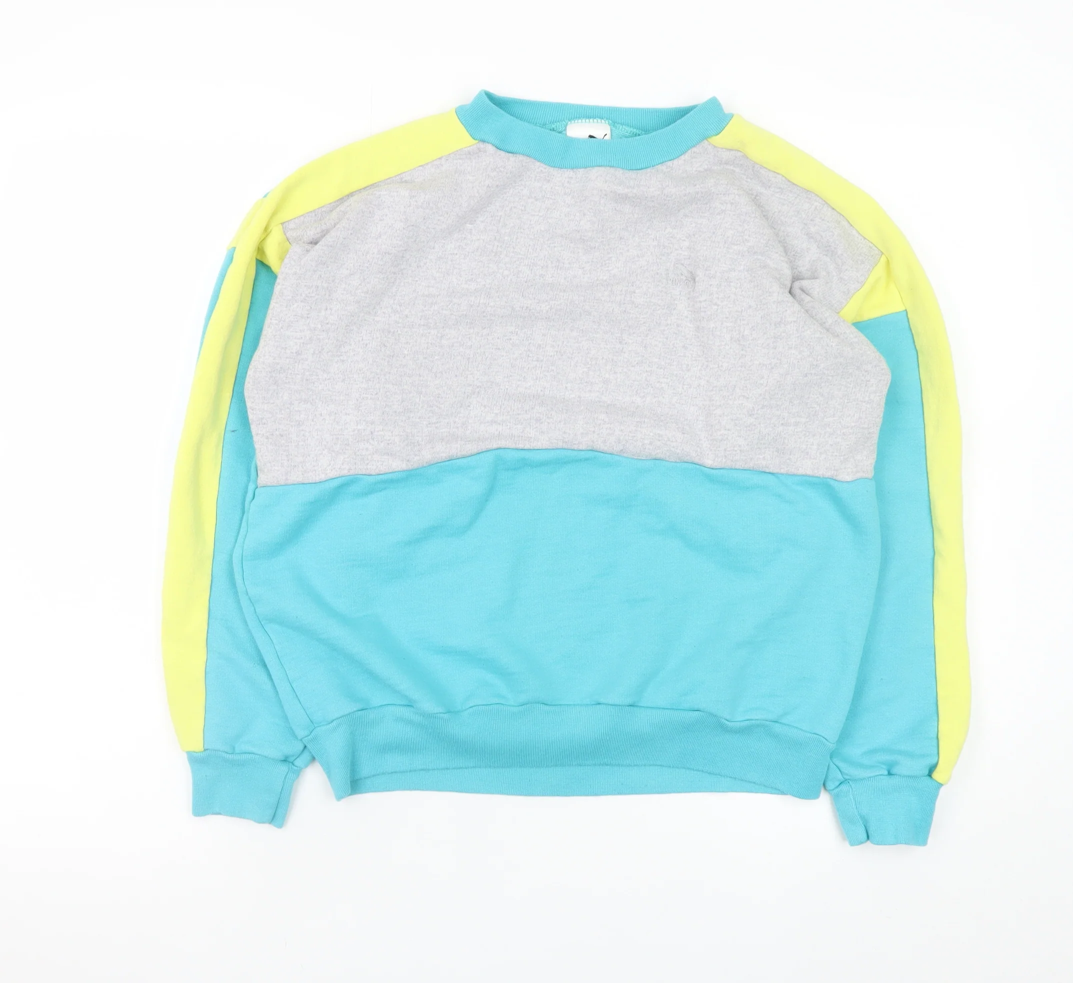 Puma Men’s Blue Colour Block Retro Pullover Sweatshirt XL