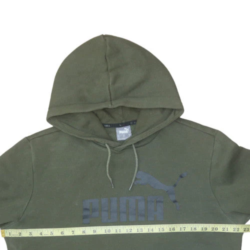 Puma Men’s Green Pullover Hoodie M Fleece Logo Sweatshirt - Image 2