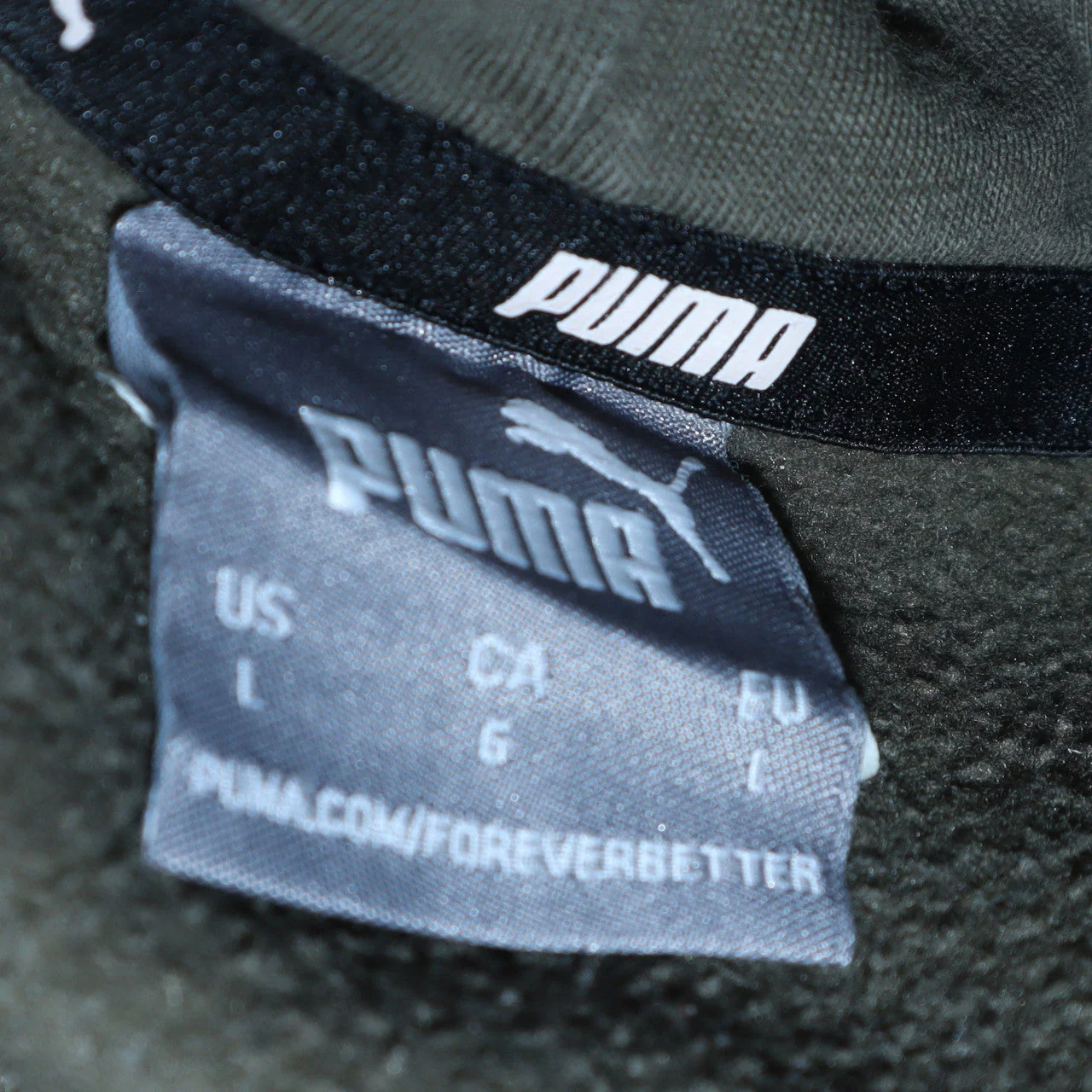 Puma Men’s Green Pullover Hoodie Size L Logo Fleece Sweatshirt - Image 5