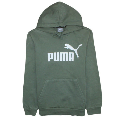 Puma Men’s Green Pullover Hoodie Small Regular Fit Cotton Blend