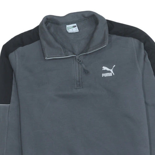 Puma Men’s Grey 1/4 Zip Pullover Fleece Sweatshirt M - Image 8