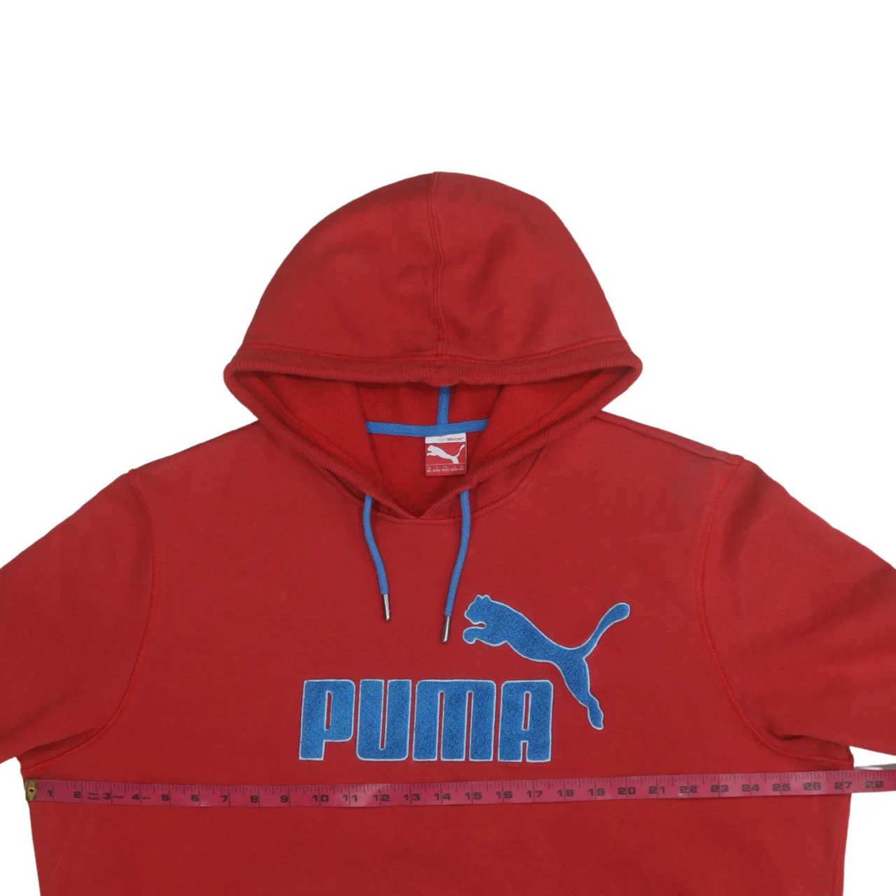 Puma Men’s Red 2XL Pullover Hoodie with Blue Logo - Image 2