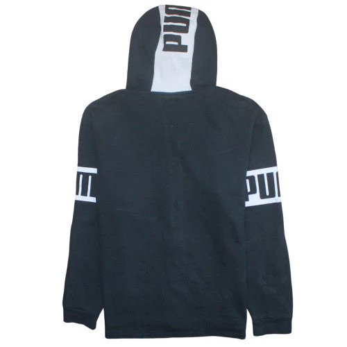 Puma Men's Black Full Zip Hoodie L Logo Print Sportswear - Image 4