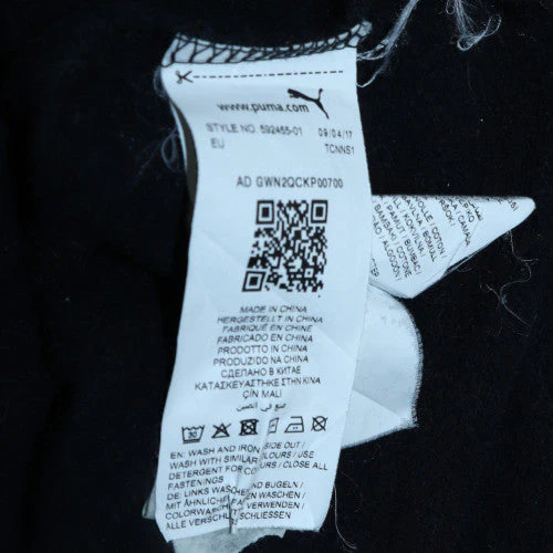 Puma Men's Black Full Zip Hoodie L Logo Print Sportswear - Image 6