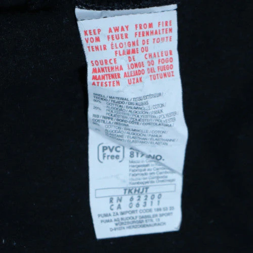 Puma Men's Black Full Zip Hoodie M Cotton Blend Sportswear - Image 6