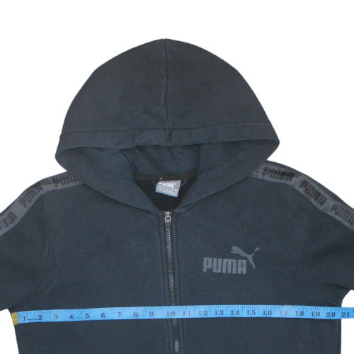 Puma Men's Black Full Zip Hoodie Sweatshirt S Fleece Logo Sportswear - Image 2