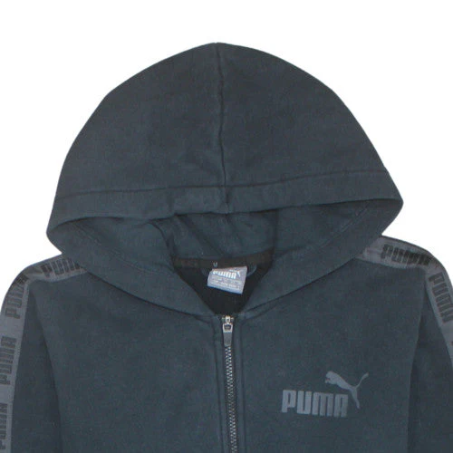 Puma Men's Black Full Zip Hoodie Sweatshirt S Fleece Logo Sportswear - Image 7