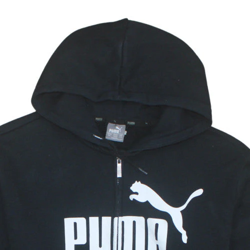 Puma Men's Black Full Zip Hoodie XL Logo Fleece Sweatshirt - Image 8
