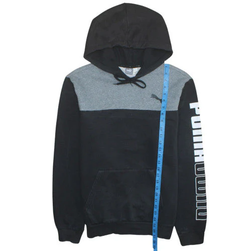 Puma Mens Black Pullover Hoodie L Logo Graphic Fleece Sweatshirt - Image 2
