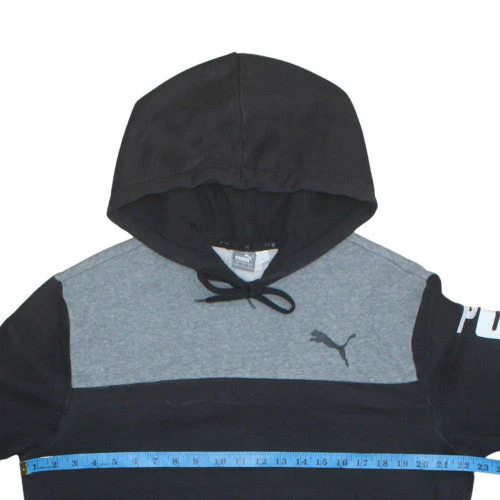 Puma Mens Black Pullover Hoodie L Logo Graphic Fleece Sweatshirt - Image 3