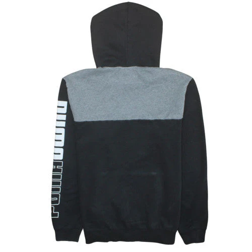 Puma Mens Black Pullover Hoodie L Logo Graphic Fleece Sweatshirt - Image 4