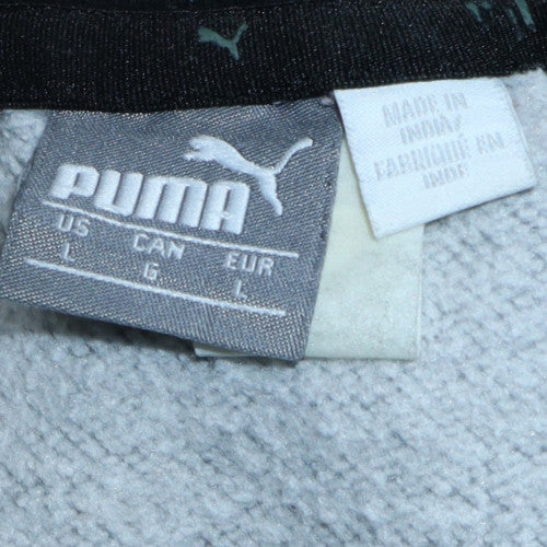 Puma Mens Black Pullover Hoodie L Logo Graphic Fleece Sweatshirt - Image 5