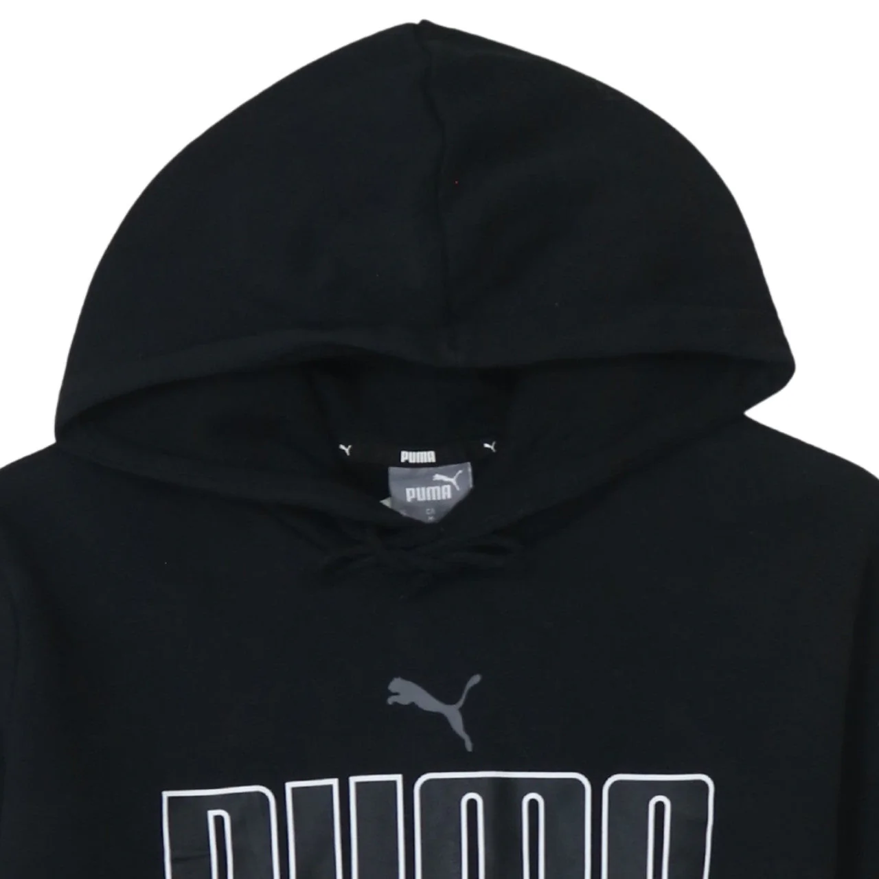 Puma Men's Black Pullover Hoodie M Graphic Logo Fleece Sweatshirt - Image 8