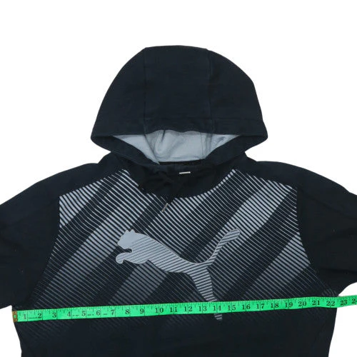 Puma Mens Black Pullover Hoodie M Graphic Logo Sportswear - Image 2