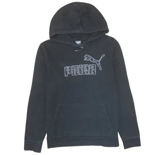 Puma Men's Black Pullover Hoodie M Regular Fit Fleece Sweatshirt