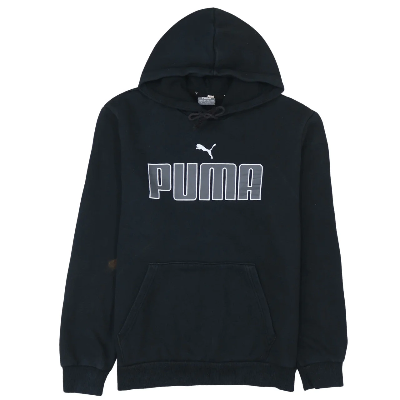 Puma Men's Black Pullover Hoodie M Regular Fit Logo Fleece Sweatshirt