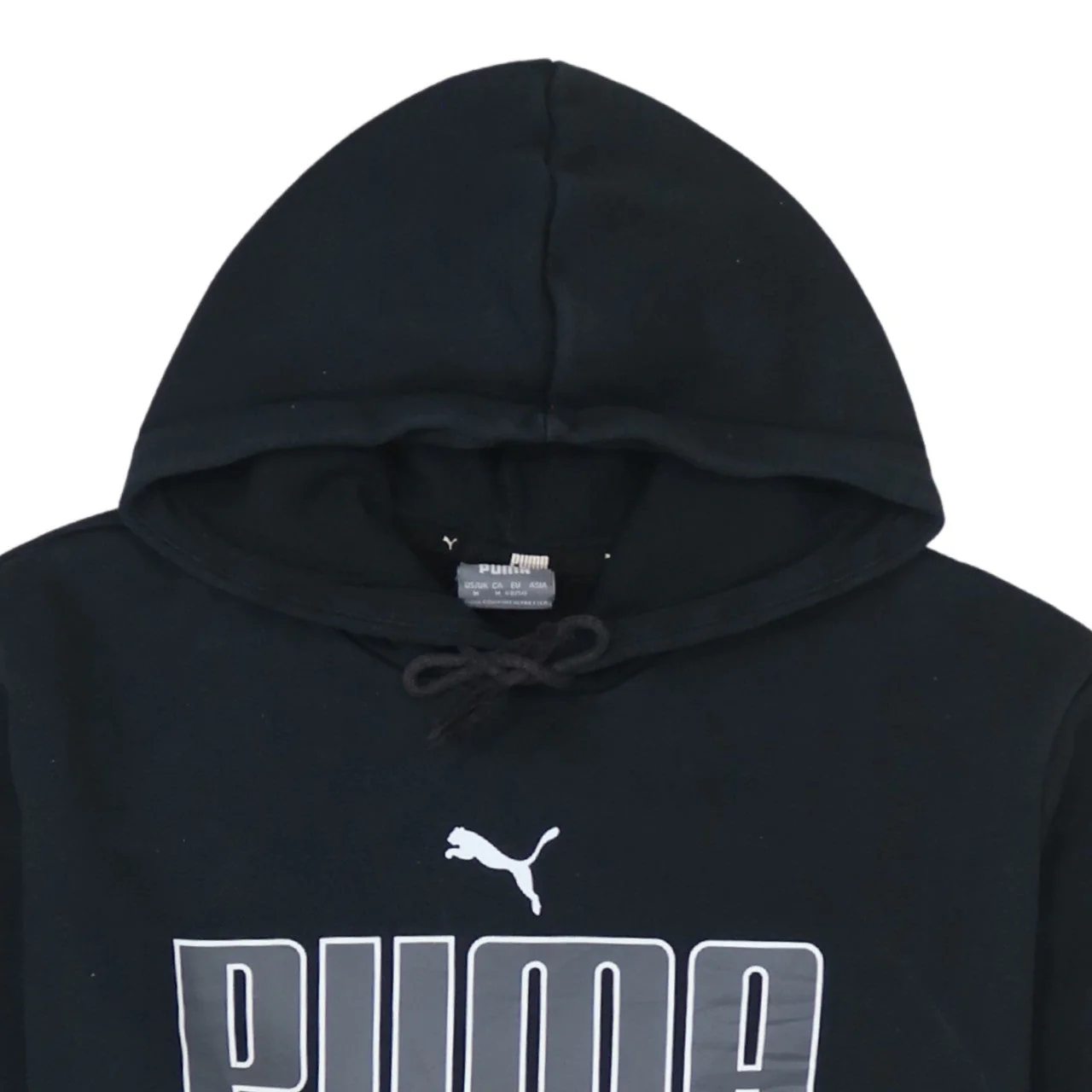 Puma Men's Black Pullover Hoodie M Regular Fit Logo Fleece Sweatshirt - Image 8