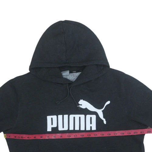 Puma Men's Black Pullover Hoodie Medium Fleece Logo Sweatshirt - Image 2