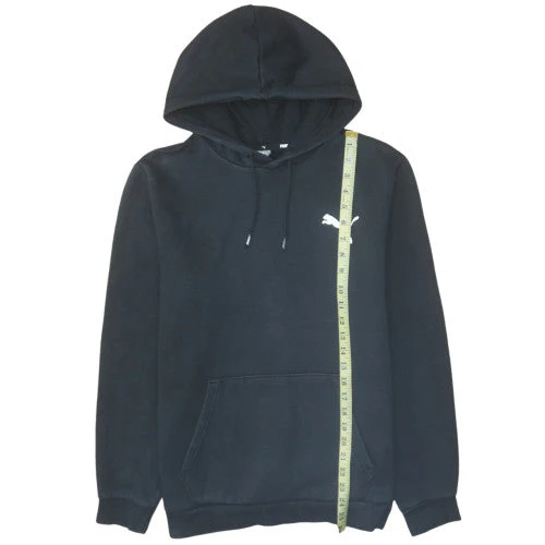 Puma Men's Black Pullover Hoodie Medium Fleece Logo Sweatshirt - Image 2