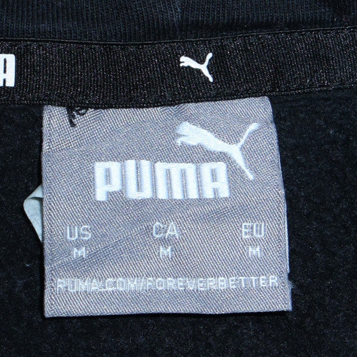 Puma Men's Black Pullover Hoodie Medium Fleece Logo Sweatshirt - Image 5