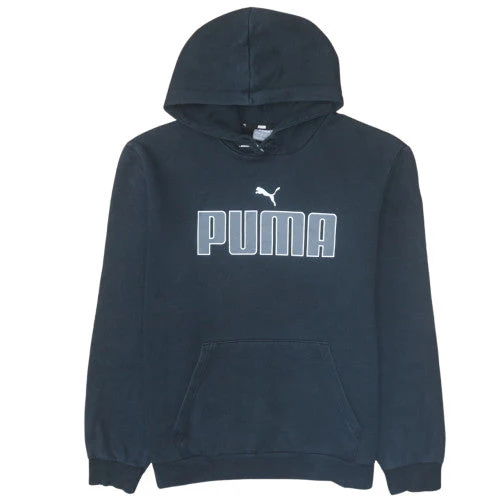 Puma Men's Black Pullover Hoodie Size L Graphic Fleece Sweatshirt