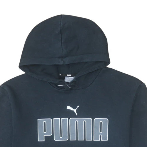 Puma Men's Black Pullover Hoodie Size L Graphic Fleece Sweatshirt - Image 8