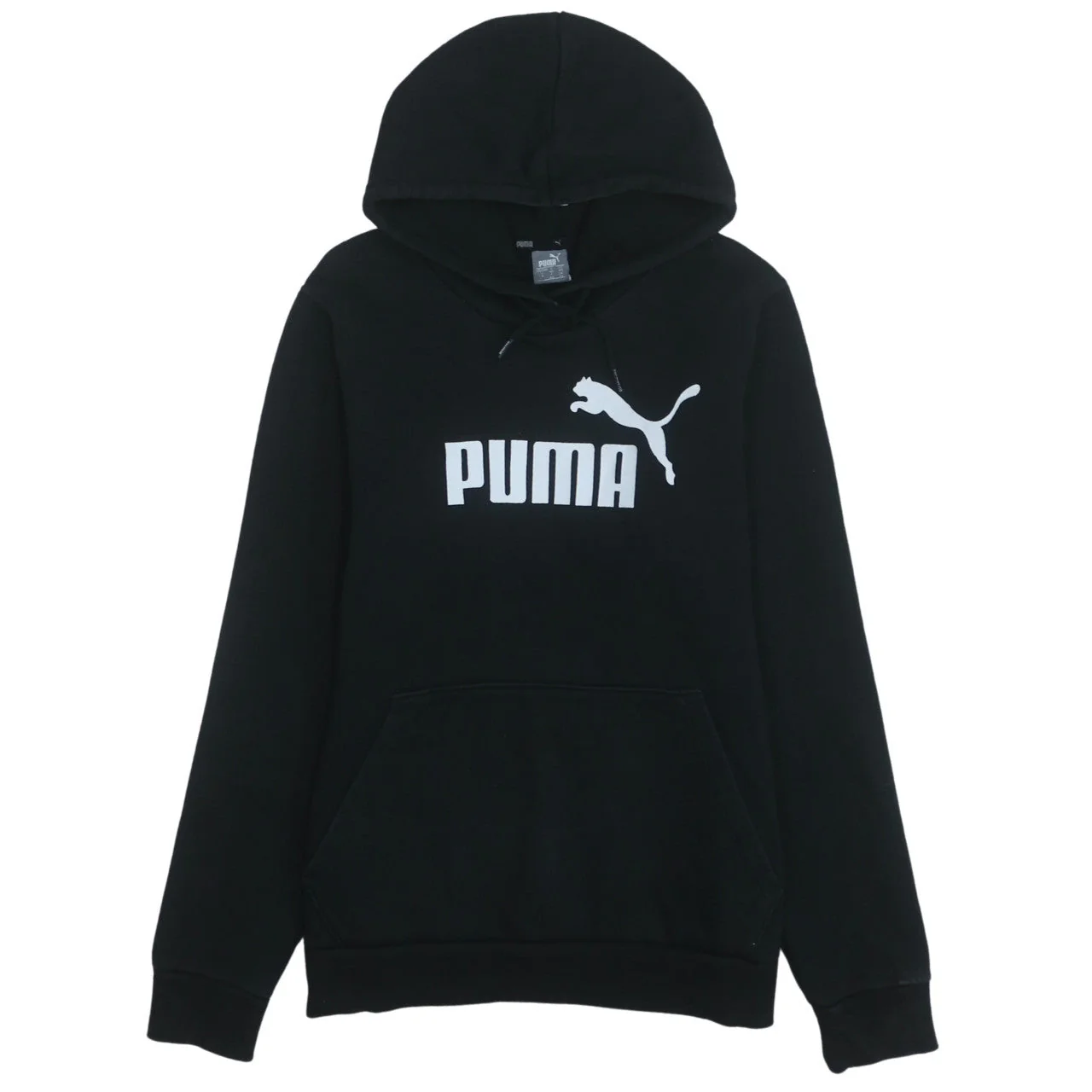 Puma Men's Black Pullover Hoodie Size L Logo Fleece Sweatshirt