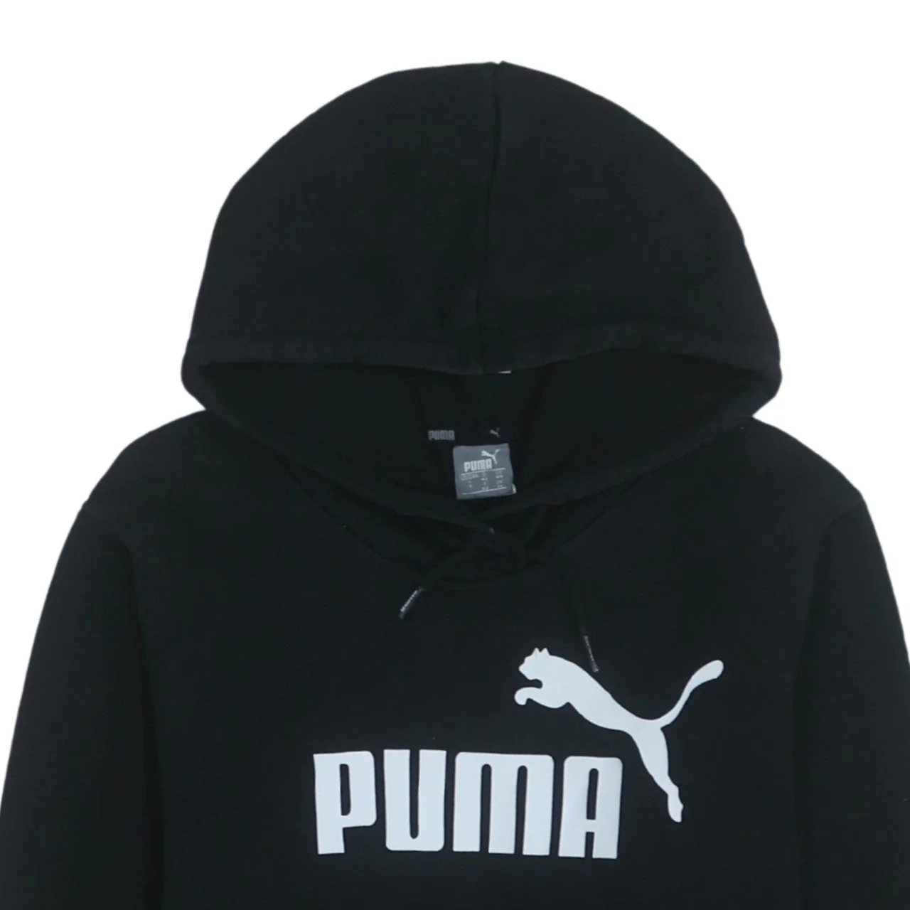 Puma Men's Black Pullover Hoodie Size L Logo Fleece Sweatshirt - Image 7