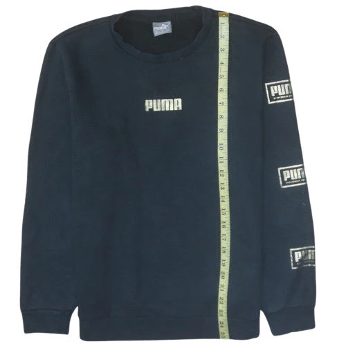 Puma Mens Black Small Crew Neck Pullover Sweatshirt Logo Classic - Image 2