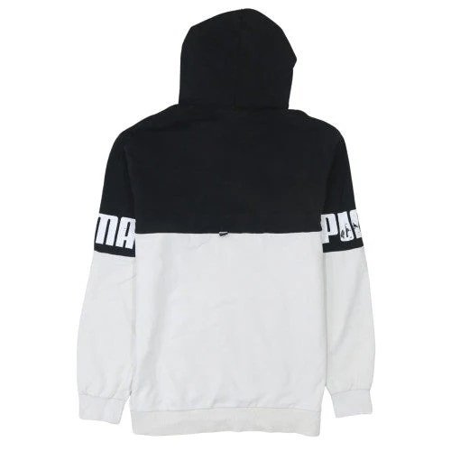 Puma Men's Black & White Pullover Hoodie M Regular Fit Logo Sportswear - Image 4