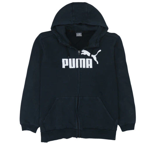 Puma Men's Black XL Full Zip Hoodie with Logo Graphic