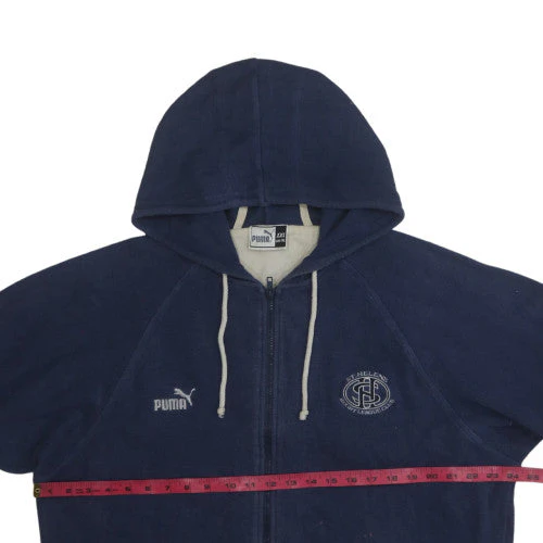 Puma Men's Blue 2XL Full Zip Hoodie Sports Cotton Sweatshirt - Image 3
