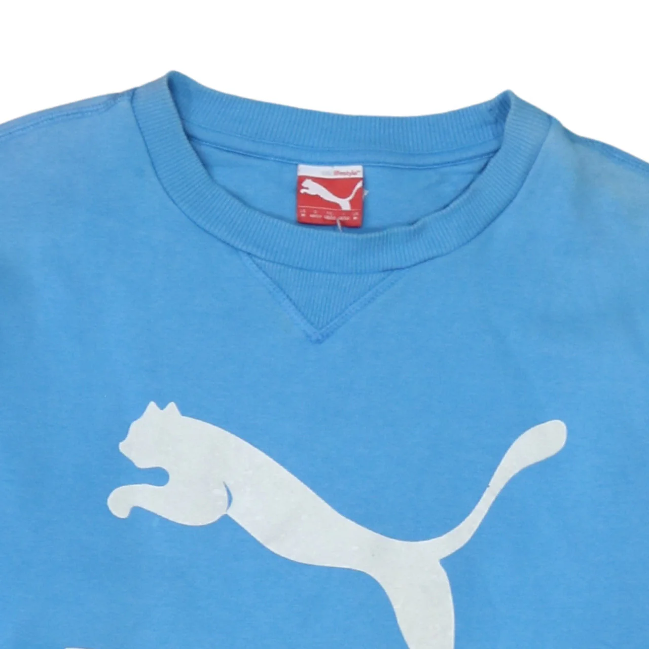 Puma Men's Blue Crew Neck Logo Pullover Sweatshirt M - Image 7
