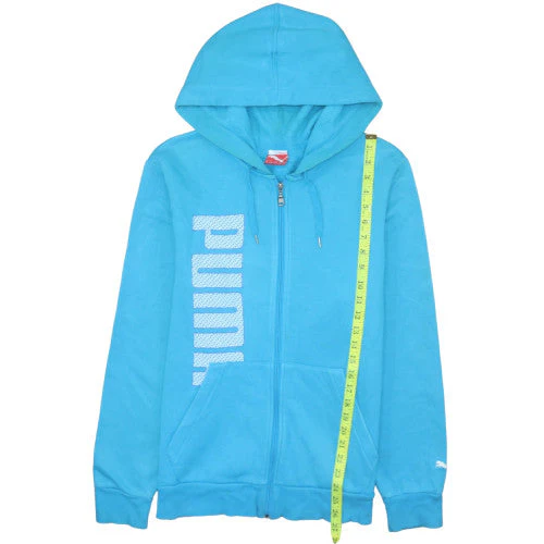 Puma Mens Blue Full Zip Hoodie Size M Graphic Print Fleece - Image 2