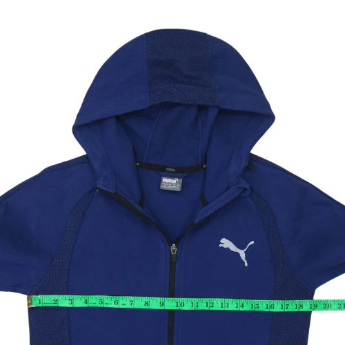 Puma Men's Blue Full Zip Hoodie Size S Sports Fleece Jacket - Image 3