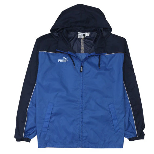 Puma Men's Blue Hooded Windbreaker Jacket Size M