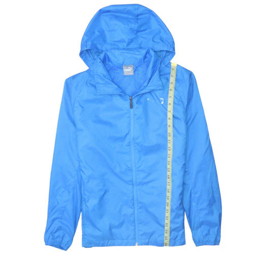 Puma Men's Blue Hooded Windbreaker Jacket Size S - Image 3