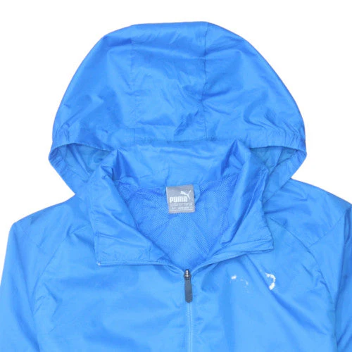 Puma Men's Blue Hooded Windbreaker Jacket Size S - Image 8