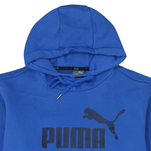 Puma Men's Blue Pullover Hoodie L Fleece Graphic Sportswear - Image 8