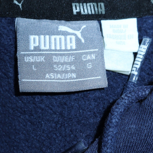 Puma Men's Blue Pullover Hoodie L Sports Graphic Print Fleece - Image 5