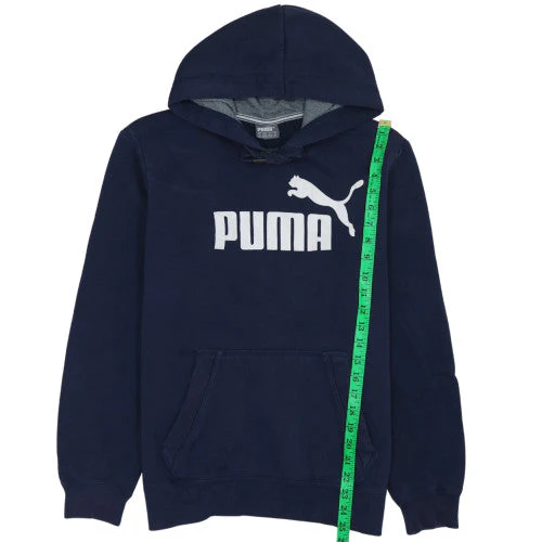 Puma Men's Blue Pullover Hoodie M Sports Fleece Sweatshirt - Image 3