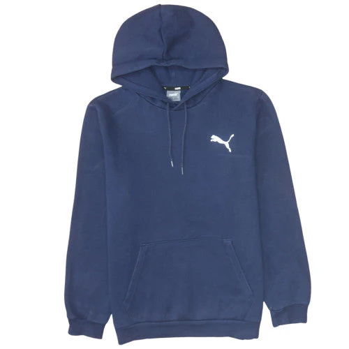 Puma Men's Blue Pullover Hoodie Medium Fleece Logo Sportswear