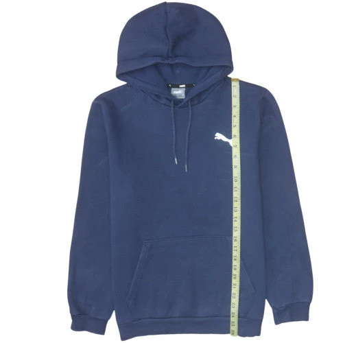 Puma Men's Blue Pullover Hoodie Medium Fleece Logo Sportswear - Image 3