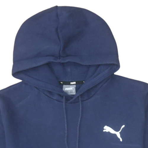Puma Men's Blue Pullover Hoodie Medium Fleece Logo Sportswear - Image 7