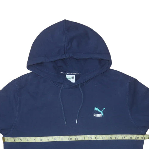 Puma Men's Blue Pullover Hoodie Medium Fleece Sweatshirt - Image 3