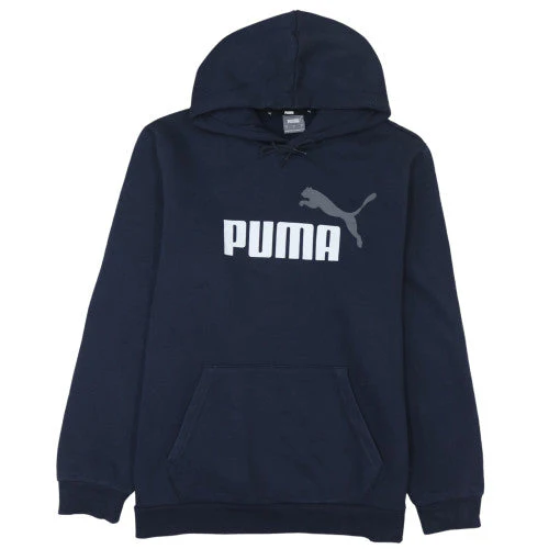 Puma Men's Blue Pullover Hoodie Size L Graphic Sports Fleece