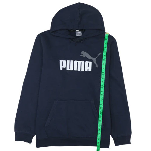 Puma Men's Blue Pullover Hoodie Size L Graphic Sports Fleece - Image 3