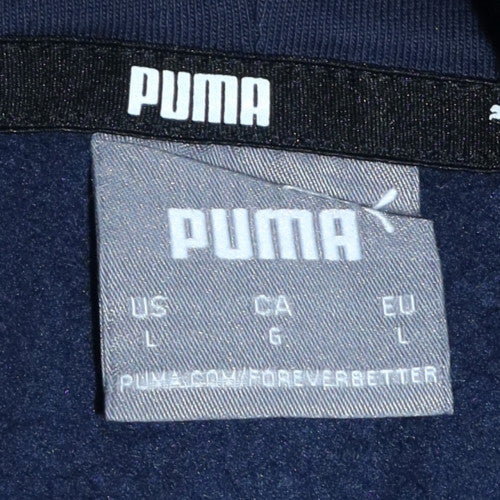 Puma Men's Blue Pullover Hoodie Size L Graphic Sports Fleece - Image 5